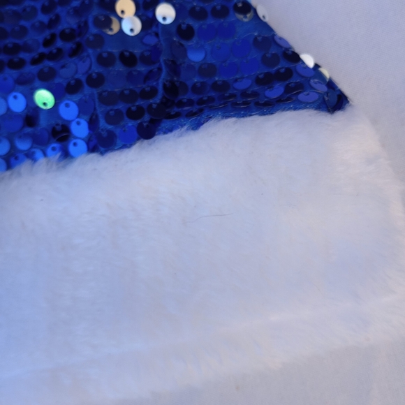 Blue Sequin Santa Hat Christmas Holiday Festive Gift Party Yuletide Cheer Fun - Picture 4 of 8